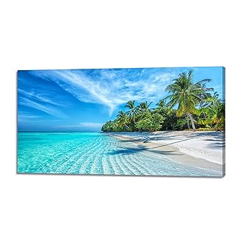 Amazon.co.jp: 海の絵 アートパネル ヤシ 絵画 海 空 風景画